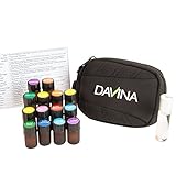 Essential Oil Pocket Pharmacy® Travel Keychain Kit w/ 14 (2ml) - 7 Singles & 7 Blends w/ Roll-on Fractionated Coconut Oil & Quick Reference Ailment Card by Davina