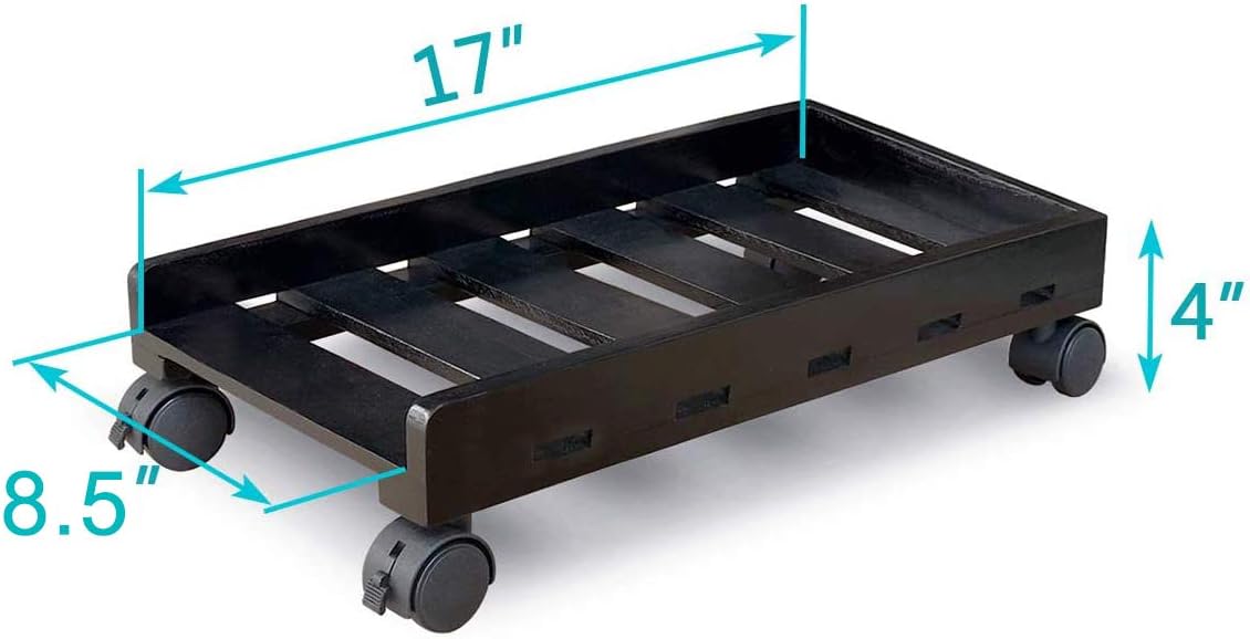 Deston CPU Rolling Stand Computer Tower Cart, Solid Wood Mobile PC Holder, Desktop ATX-Case Rolling Dolly on Casters, Computer Host Stand with Brake Wheels Under Home Office Desk, Black : Office Products