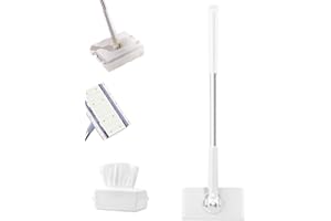 Automatic Cloth Changing Mini Mop, Portable Hands-Free Mini Mop, 360°Rotating Flat Floor Mops with Disposable Wipes, Versatil