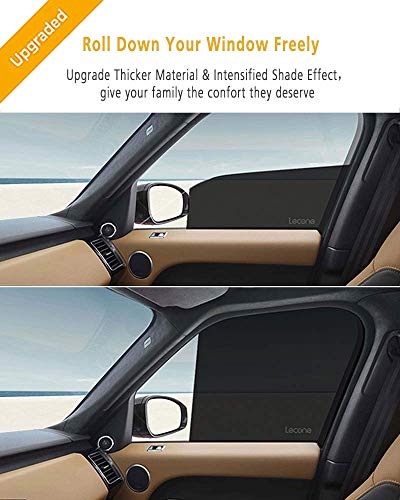 Lecone Upgraded Car Window Tint Film, Reusable Static Cling Shade, Electrostatic Self-Adhesive Black Sun Blocker Screen for Vehicle New (Pack of 2)