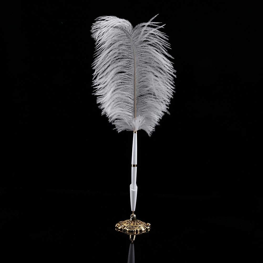 GOTOTOP White Fountain Pen with Decorative Metal Stand, Antique Fountain Pen - Add Elegant Touch to Weddings, Special Events and More (Gold)