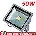 WoneNice Waterproof 50W LED Flood Light Cool White High Power Outdoor Spotlights Industrial Lighting Home Security Lighting Outdoor House Business Surveillance Safety Wall Washer High Building Ad Billboard Garden Plant Deck Landscape Decor (Silver, 50W 110V Cool White)