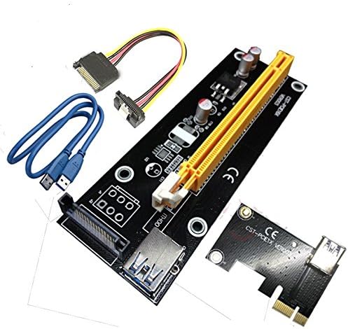 Fixable PCI-E Powered 16X to 1X Adapter Riser USB 3.0 Cable 60cm(2 feet)/Molex 4Pin To Sata 15Pin Power Connector