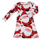 Sagton Kids Baby Girls Red Santa Claus Xmas Long Sleeve Swing Party Dress