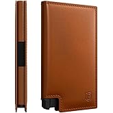 Ekster - Parliament Pop Up Wallet for Men - RFID Blocking Metal Card Holder Wallet with Push Button and Card Ejection - Minimalist Leather Tactical Daily Carry Parliament - Easy Access, Classic Brown