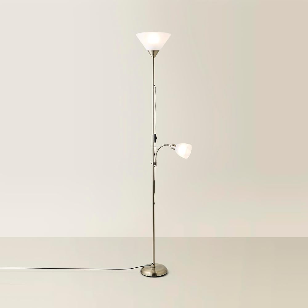 MiniSun Modern Antique Brass 2 Way Floor Lamp Mother Father Child