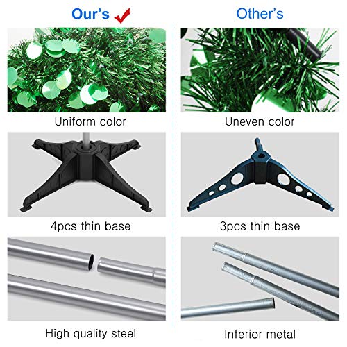 MACTING 6ft Pop up Christmas Tinsel Tree with Stand Easy-Assembly Tinsel Coastal Glittery Christmas Tree for Holiday Xmas Decorations(6FT Green)