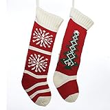 Kurt Adler 22" Christmas Tree & Snowflake Knitted Stockings