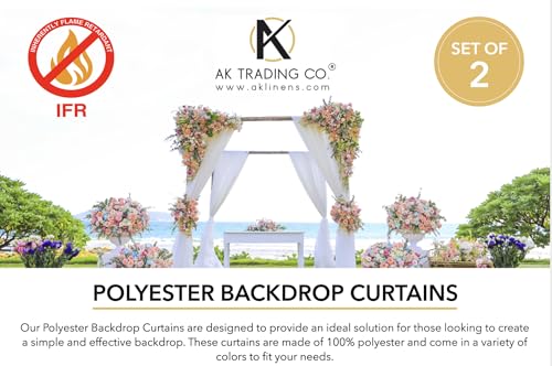AK TRADING CO. 10 feet x 10 feet Polyester Backdrop Drapes Curtains Panels with Rod Pockets - Wedding Ceremony Party Home Window Decorations - White