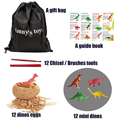 12 Dino Eggs Dig Kit--Best Dinosaur Fossil Excavation Eggs Kit with 12 Cute Dino Figures, Dig Up! Great Dino Eggs Toy, Best Science STEM Gift and Party Favors for Kids - Thumbnail 5