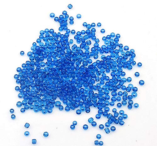 Pack of 3300 Glass Seed Beads 3 mm Transparent, 14 Colours, 8/0, Pony Beads, Clear Mini Round Beads, Seed Beads (Sapphire Blue)