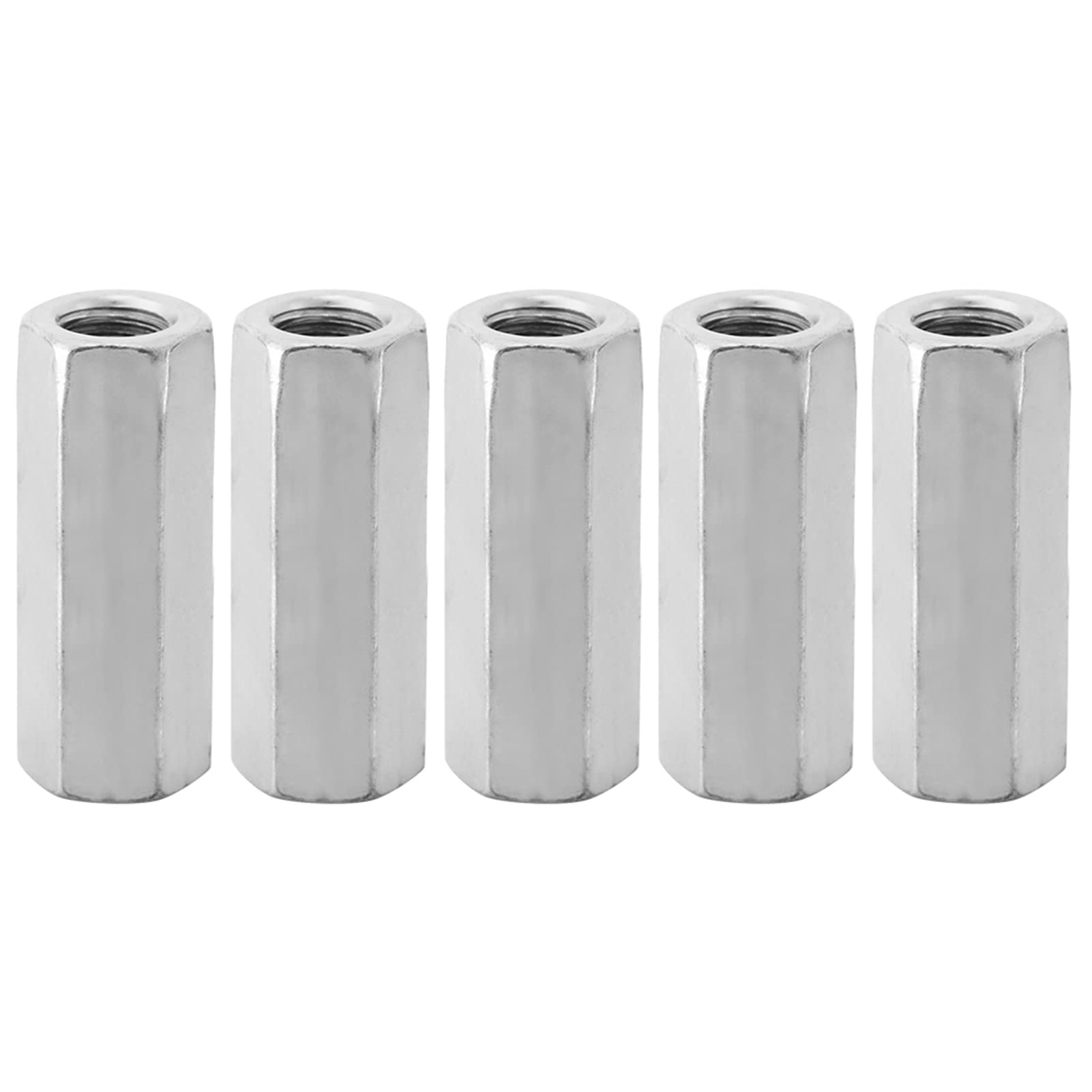 Hilitand 5pcs Long Rod Nut Hex Coupling Nuts Zinc Plated Carbon Steel Hexagonal Sleeve Nut Standoff M12 Threaded Fasteners (M12*50)