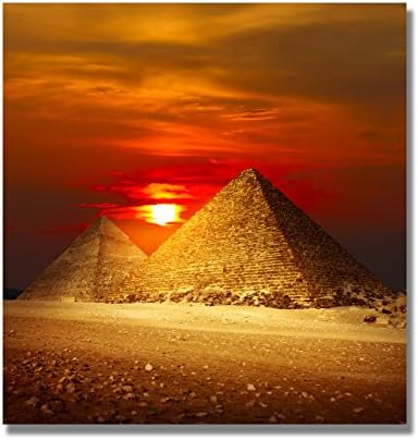 THREE WALL ARTS Canvas Print Art Landscape Egyptian Pyramids Print in the on canvas. than an oil painting poster or placard ANCIENT EGYPTIAN ALI GIZA PYRAMIDS poster historic beautiful landmark24x24"