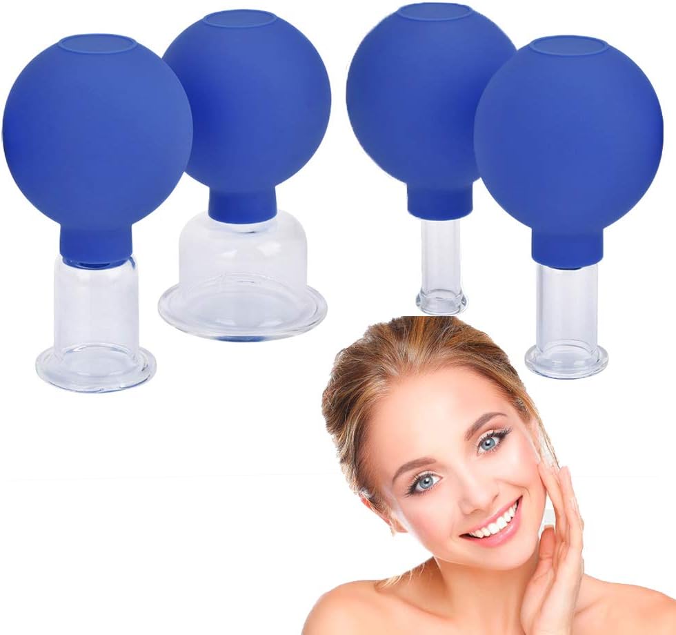 4 Pieces Facial Glass Cupping Therapy SetSilicone Vacuum