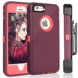 iPhone 6S Plus Case, Fogeek PC TPU Combo Protective Case Heavy Duty Protective for iPhone 6 Plus & iPhone 6S Plus w/ 360 Degree Rotary Belt Clip & Kickstand(Wine Red/Rose)