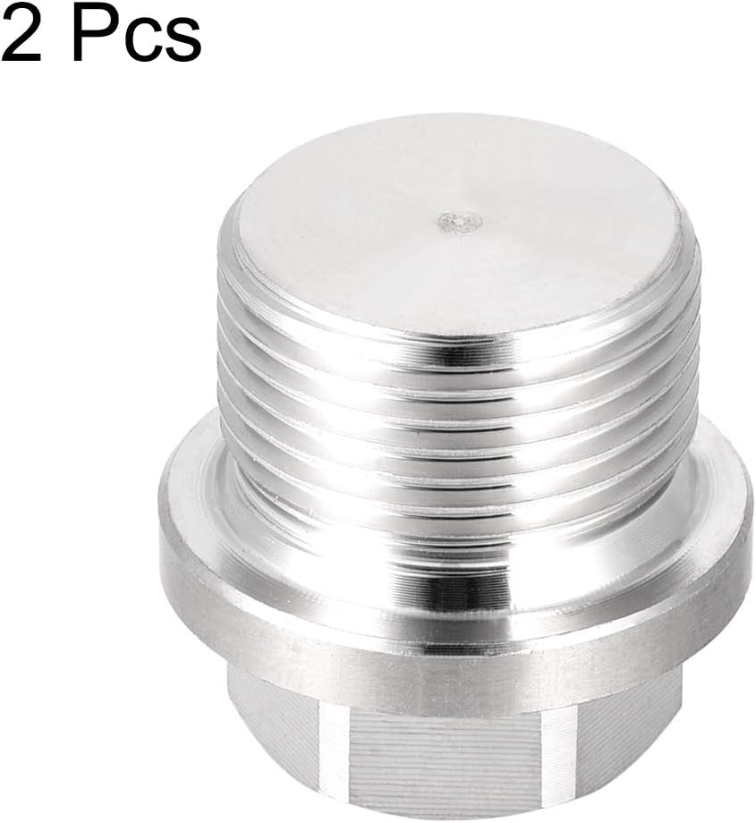 sourcing map M22 X 1.5 Male Outer Hex Head Plug - 304 Stainless Steel Solid Thread Corrosion Resistant Bung Plug Pipe Fitting 2Pcs - Image 4