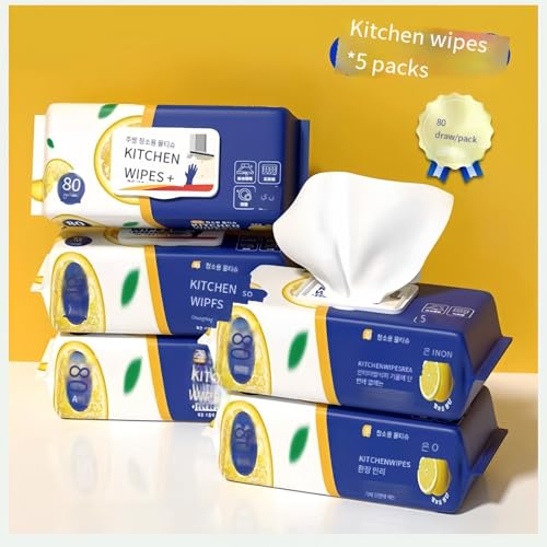 LBRYVTCE (2packs) Kitchen Wipes, 80 Count, Lemon Scented, Multi-Purpose Cleaning Wipes Absorbent and Disposable Cleaning Cloths. Safe on Skin and Multiple Surfaces.