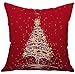 Happy Holiday Colourful Shiny Snowflake Christmas Tree In Red Merry Christmas Gift Cotton Linen Decorative Throw Pillow Case Cushion Cover Square 18 
