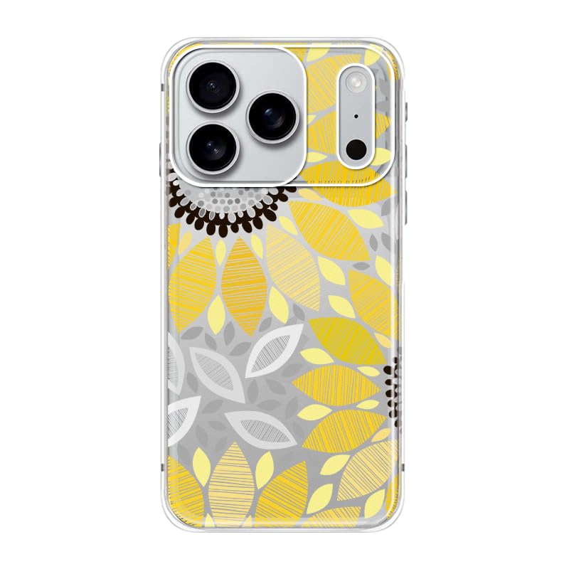 Blingy's for iPhone 17 Pro Max Case, Cute Sunflower Pattern Floral Style Flower Design Transparent Soft TPU Protective Clear Case 6.9 inch (Painted Sunflower)
