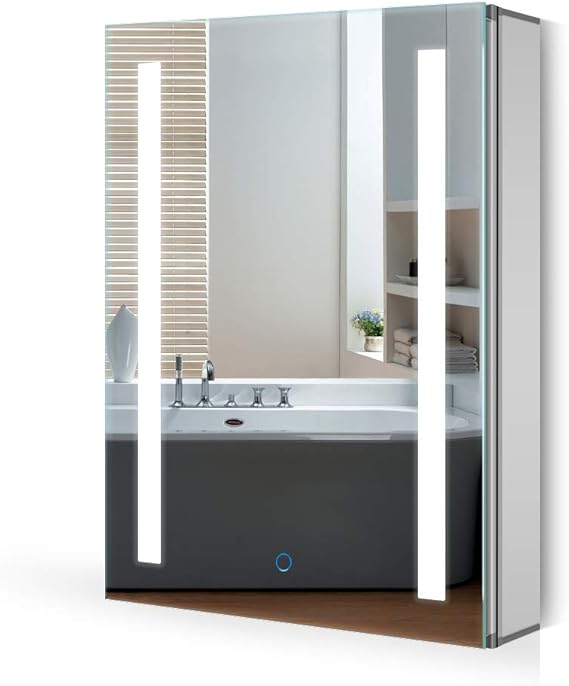 Quavikey LED Illuminated Bathroom Mirror Wall Mounted Aluminum
