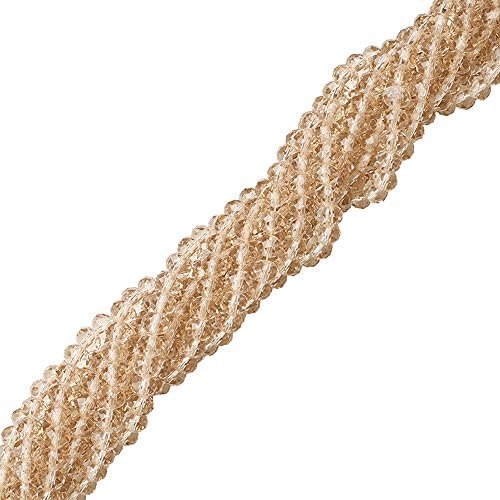 6mm Assorted Crystal Beads Faced Glass Beads Crystal Rondelle Bead,100pcs (Light Coffee)