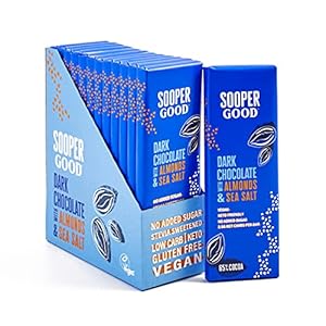Soopergood Suikervrije en Veganistische Pure Chocoladerepen – Keto-Vriendelijk – Koolhydraatarm – Glutenvrij – 65% Cacao…