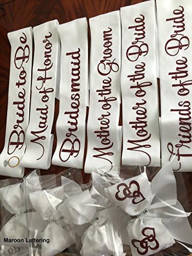 Bridal Party Sash- 1 Set (SASH &amp; BOW) - ADDITIONAL MATCHING SETS AVAILALBE AT AN ADDITIONAL COST with SPARKLING lettering color of your choice by SashANation
