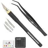3-Piece Model Tool Set &ndash; Tamiya Modeler&rsquo;s Knife PRO, Tamiya Curved Tweezers &amp; Cutting Mat