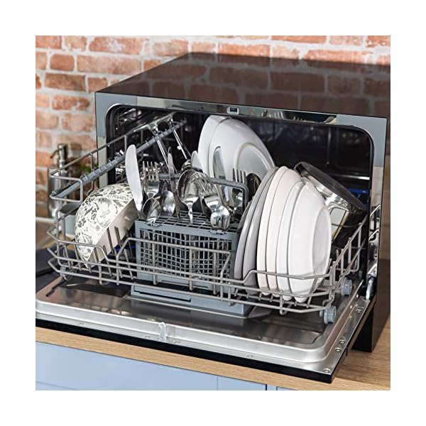 Russell-Hobbs-RHTTDW6B-Compact-Table-Top-Dishwasher-with-6-programmes-6-place-settings-Eco-mode-Quick-mode-Delay-Timer-Black Russell Hobbs RHTTDW6B Freestanding Compact Dishwasher, Eco mode, 6 place_settings, Black, Noise level: decibels 52