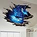 3D Space Galaxy Wall Stickers, Blue Dolphin in The Ocean Starry Sky Wall Decals Home Art Decor for Kids Babys Children Bedroom Rooms Ceiling Living Room Nursery