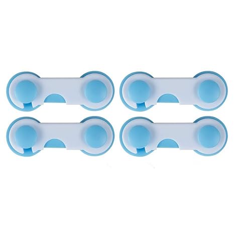 SYGA 4 Pcs Baby Safety Plastic Locks | Child Proof Cabinets, Drawers, Appliances, Toilet Seat, Fridge