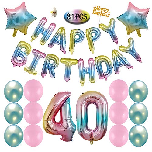 40th-Birthday-Decorations-Gradient-Happy-Birthday-Balloons-Banner-Pink-Blue-Latex-Balloons-Star-Balloons-Rainbow-Birthday-Party-Supplies-40th