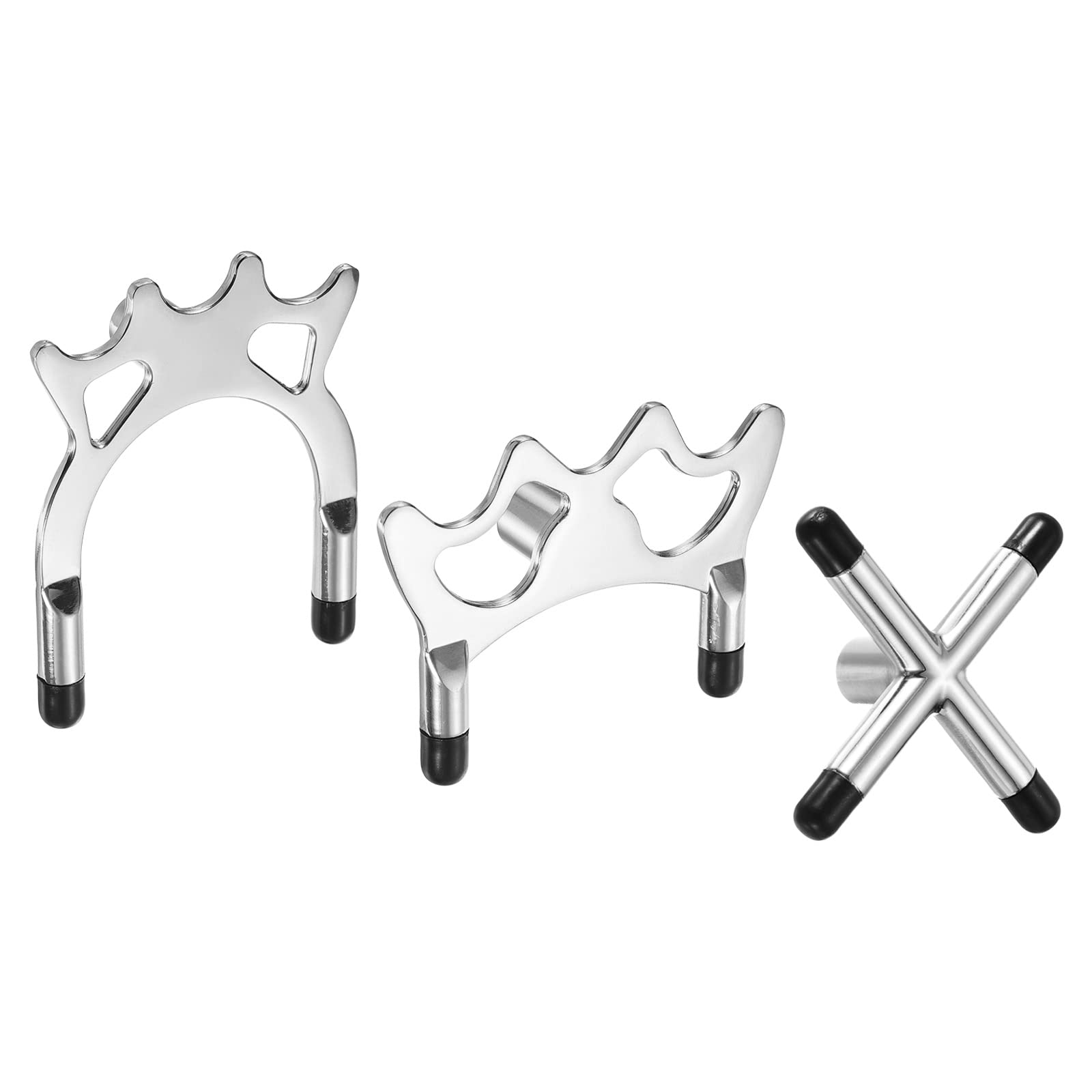 PATIKIL Billiard Bridge Head, 3 in 1 Pool Cue Stick Bridge Screw-On Metal Billiard Accessories with Rubber Sleeves for Pool Table, Silver Tone