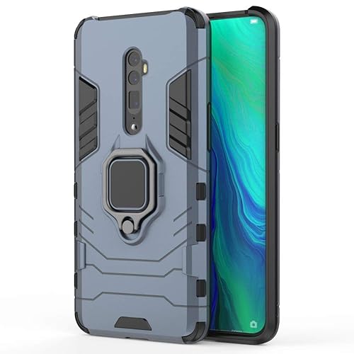 LuluMain Compatible with Oppo Reno 10X Zoom Case, Metal Ring Grip Kickstand  Shockproof Hard Bumper (Works with