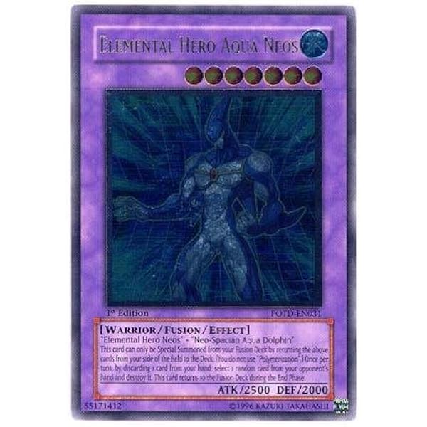 Amazon Com Yu Gi Oh Elemental Hero Aqua Neos Potd En031 Power Of The Duelist 1st Edition Ultimate Rare Toys Games