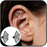 Gothic Spider Web Earrings for Women Goth Witch Spider Web Cartilage Stud Earring Funny Spider Helix Piercing Jewelry Halloween Cosplay Witch Piercing Earring Costumes Accessories
