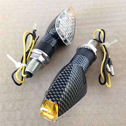 image for HTT Carbon Fiber LED Motorcycle Dual Sport Turn Signal Light Clear Len