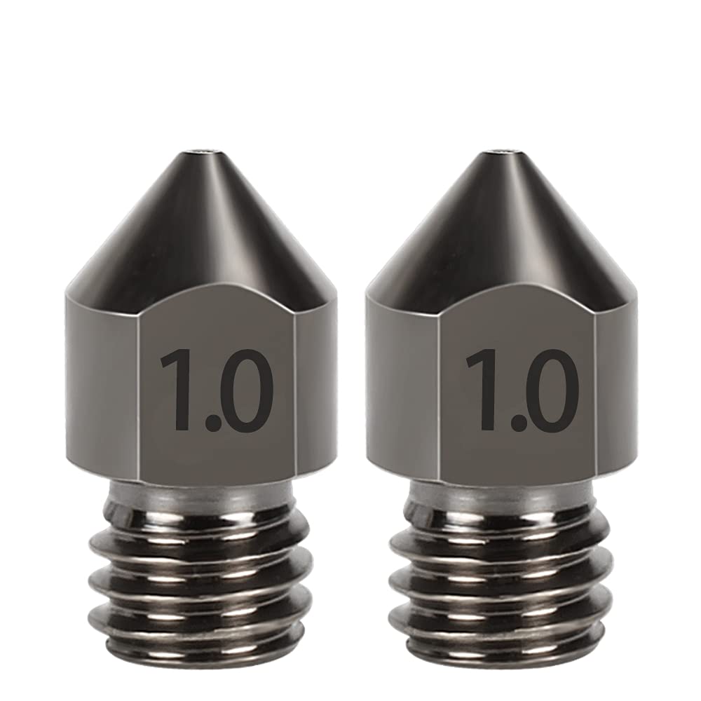 DollaTek 2Pcs MK8 Nozzle Hard Steel 1.75mm Consumables Hardened Steel Wear Resistant - 1.0mm