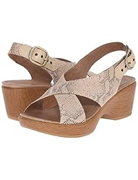 Dansko Women 's Jacinda   Funda para móvil Taupe Serpiente cuña sandalia