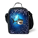 HUGS IDEA Kid's Feral Shark Design Food Bags Neoprene Lunch Bag for Camping