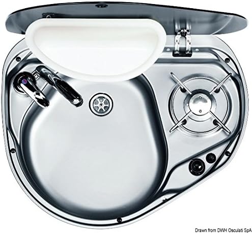 Osculati 50.804.21 - Hob and left sink w/tilted glas lid