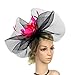 YSJOY Vintage Veil Mesh Feather Big Curl up Kentucky Hat Simulation Flower Bridal Shower Hat Wedding Cocktail Tea Party Hat Church Derby Hat Black