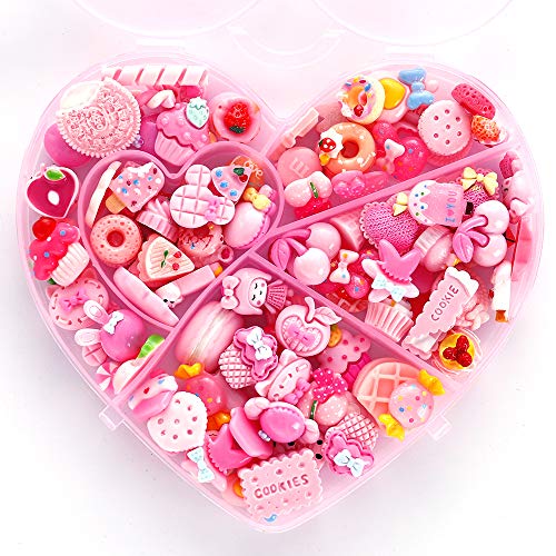 WINTING Resin Flatback Charms, 100pcs Slime Charms and Containers Mixed