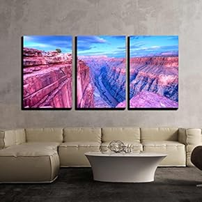 3 Piece Canvas Wall Art - Sunset at Toroweap Point, in Grand Canyon National Park. - Modern Home Art Stretched and Framed Ready to Hang - 16"x24"x3 Panels