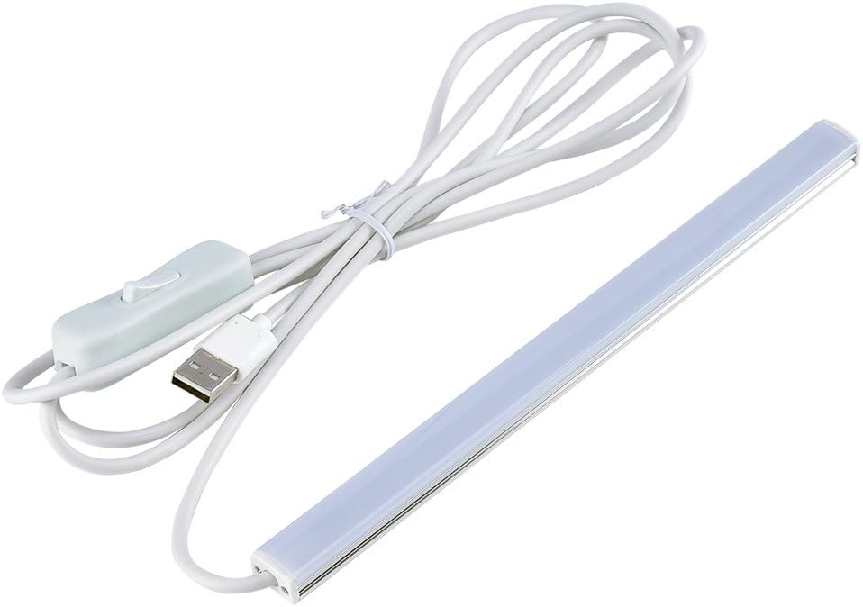 USB LED Table Lamp Portable Night Light Beside Reading Book Work Desk Lamp 2835 5V LED Rigid Strip Bar Light with 2m Swith Cable 30cm Warm White