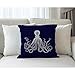 Moslion Octopus Pillow Case,Cute White Giant Octopus on Dark Blue Background Throw Pillow Case 18