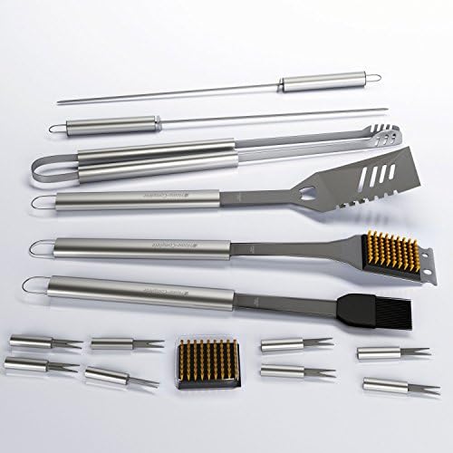 Pansupply BBQ Grill Tools Set with 16 Barbecue Accessories - Stainless Steel Utensils with Aluminium Case- Complete Outdoor Grilling Kit