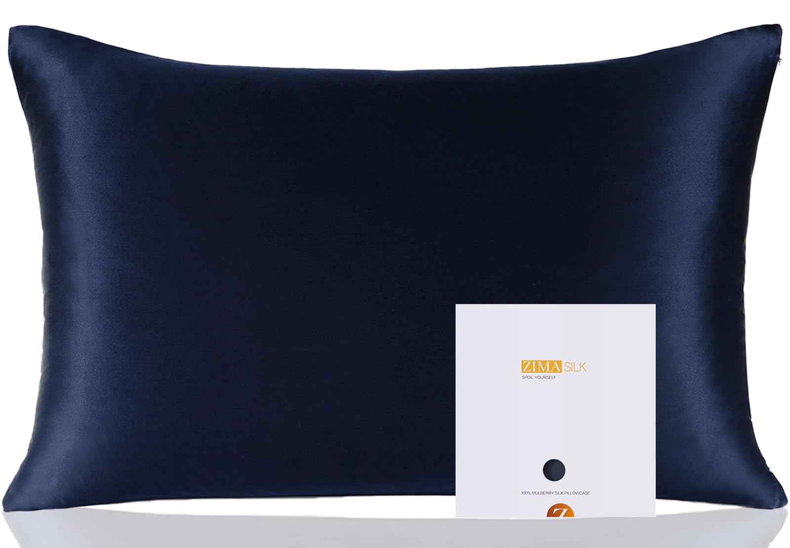 ZIMASILK 100% Mulberry Silk Pillowcase for Hair and Skin Health, Both Sides 19 Momme Premium Grade 6A Silk, Soft & Smooth, 600 Thread Count, with Hidden Zipper, 1pc (Standard 50x75 cm, Navy Blue) โ image 1