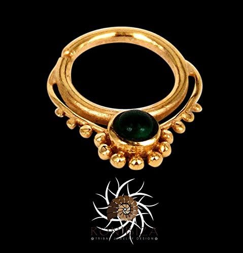 Gold Septum Ring - Septum Jewelry - Septum Piercing - 16G Septum Ring - Indian Septum Ring - Tribal Septum Ring - Gemstone Septum G35
