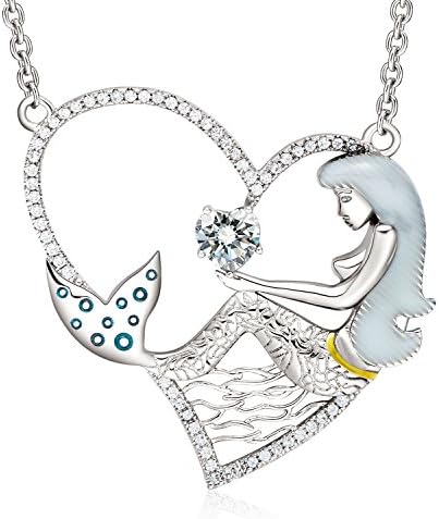 "The Little Mermaid" Pendant Necklace,Sweet Gift for Girls &amp; Women, 18"